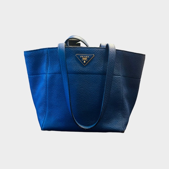 Prada Vitello Daino Open Tote Mini in Blue - Picture 9 of 11
